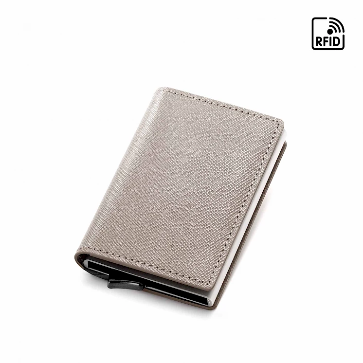 The Small Wallet - Saffiano Leather - Black / Silver / Grey