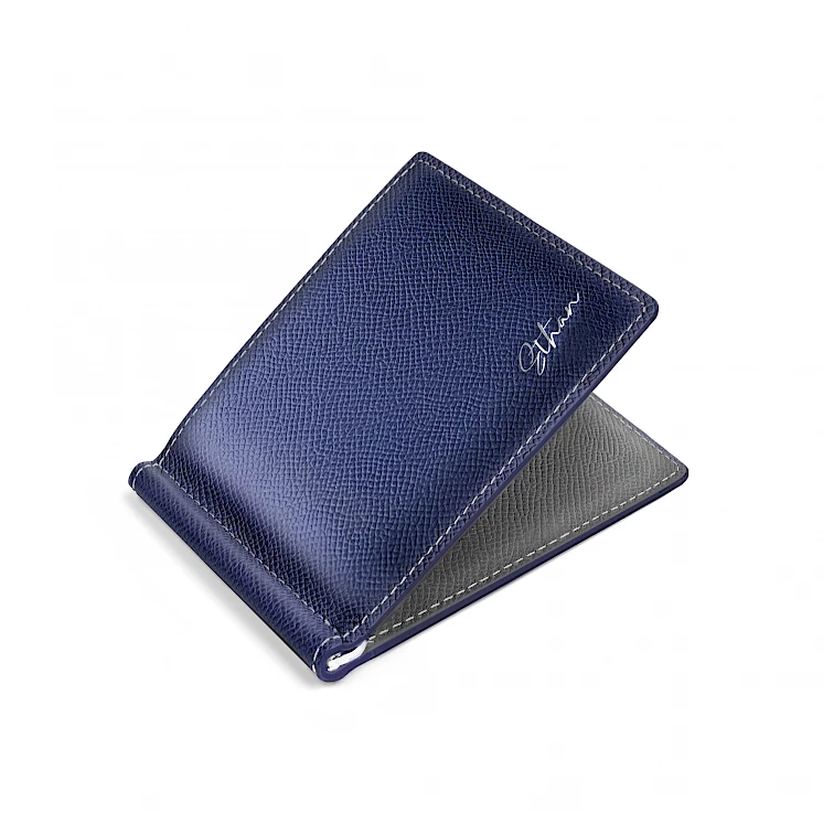 Raffinato Money Clip Wallet｜Epsom Leather | Navy Blue｜Crudo Leather Craft