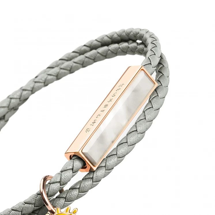 Dustykid Italian Leather Wrap Bracelet｜Dolphin Gray - Mother of Pearl ...