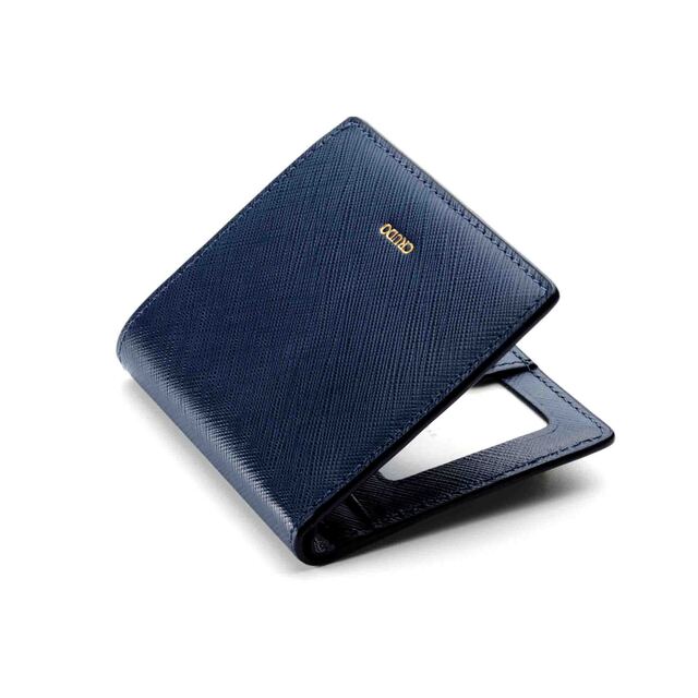 PEANUTS Customized Leather Compact Wallet｜Saffiano Blue｜Crudo Leather Craft