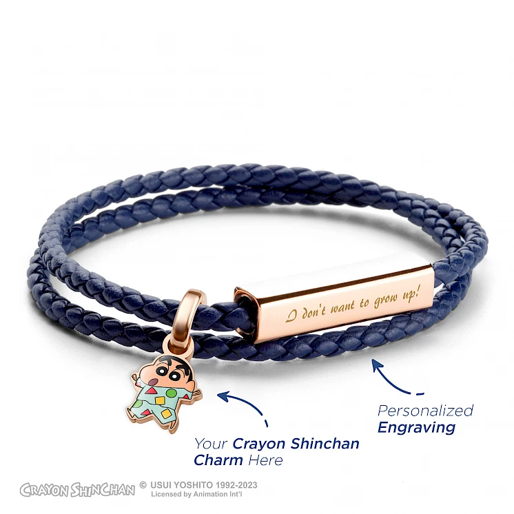 Crayon Shinchan Customized Italian Leather Wrap Bracelet