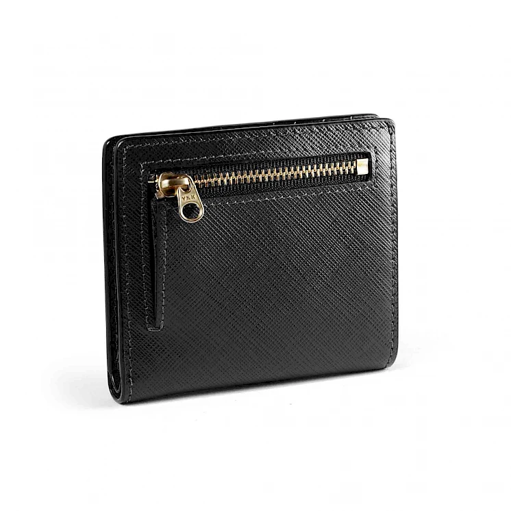 Lucidato Compact Wallet｜Saffiano Black｜Crudo Leather Craft