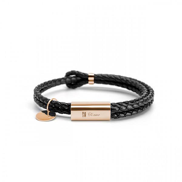 Ricordi Italian Leather Wrap Bracelet｜Jet Black｜Rose Gold Version｜Crudo ...