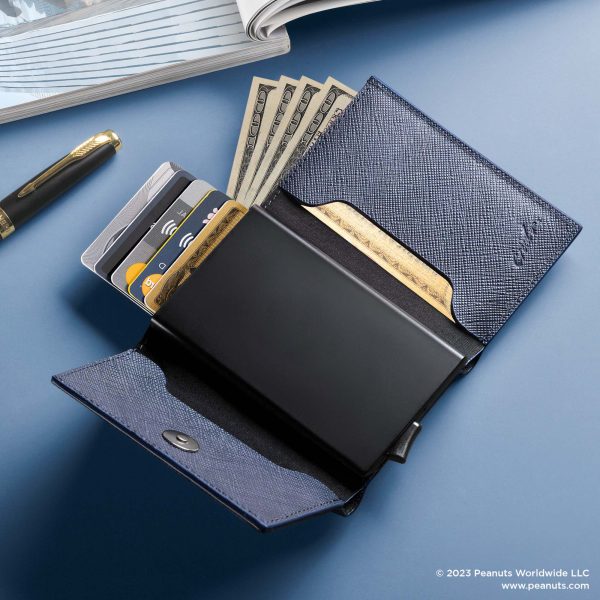 Peanuts UV Printed RFID Slim Wallet - Saffiano Palace Blue