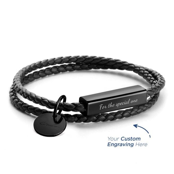 Ricordi Italian Leather Wrap Bracelet - Jet Black Piano Black