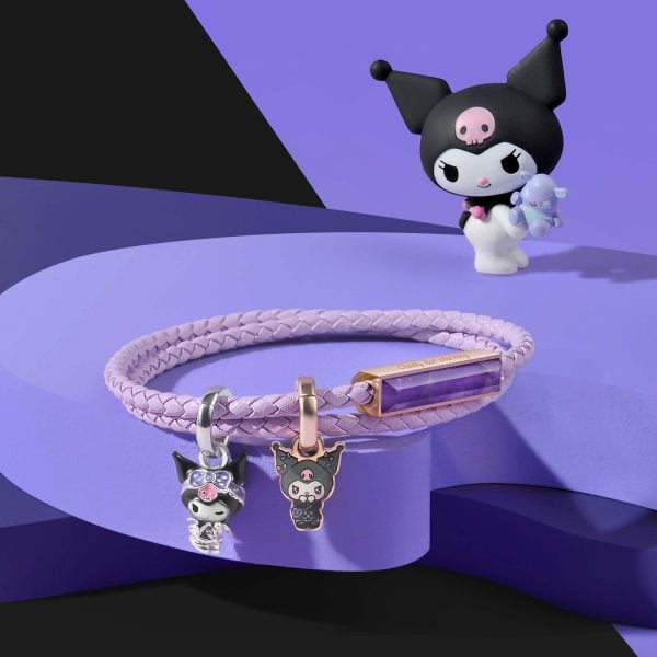 Kuromi Customized Leather Gemstone Bracelet - Dolphin Gray Mother