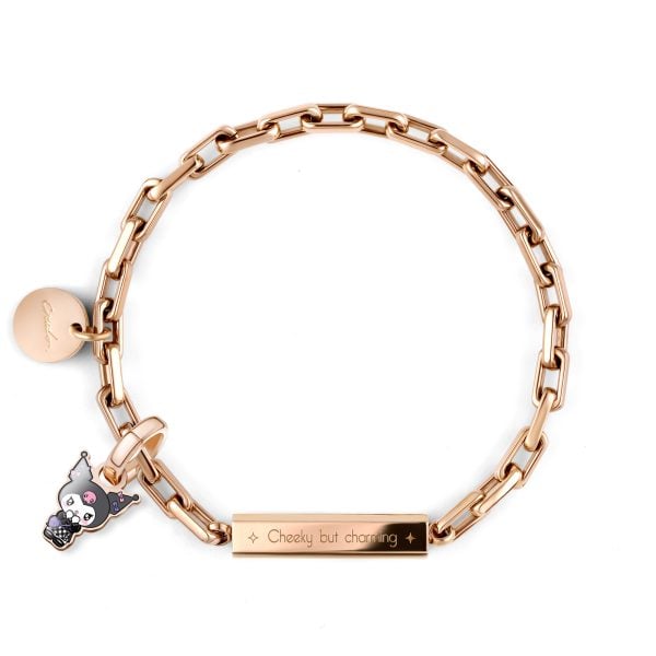 Kuromi Customized Metal Box Chain Bracelet - Rose Gold