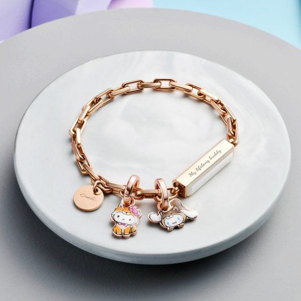 Sanrio Characters Metal Box Chain Gemstone Bracelet Rose Gold