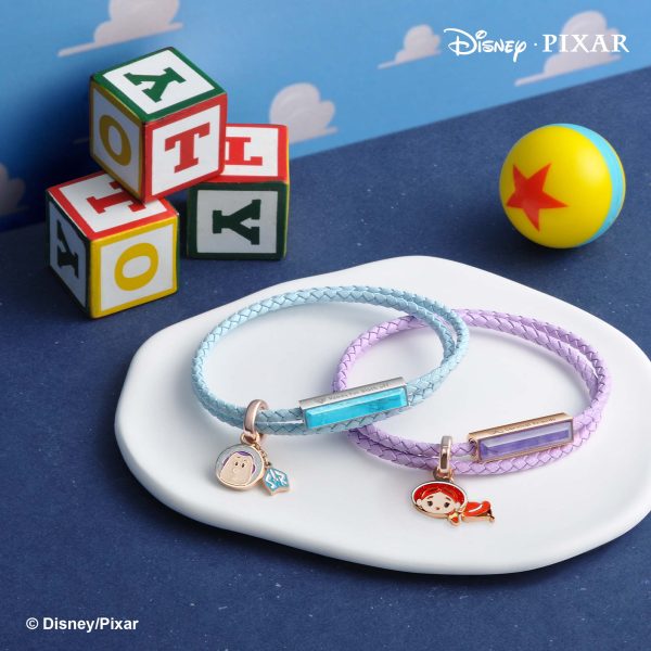 専用ページ♡ENUOVE ♡Disneyコラボ ブレスレット トイ・ストーリー 編み革 宝石 ブレスレット ラベンダー アメジスト