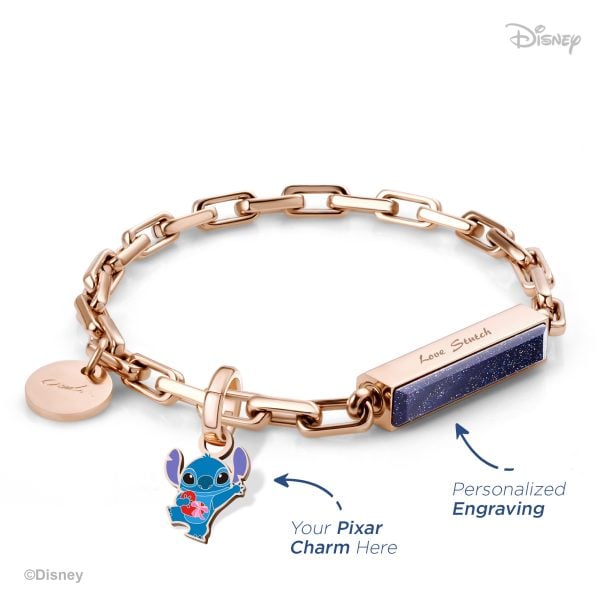 Disney Couple Stainless Steel Box Chain Gemstone Bracelet Rose - Main Image