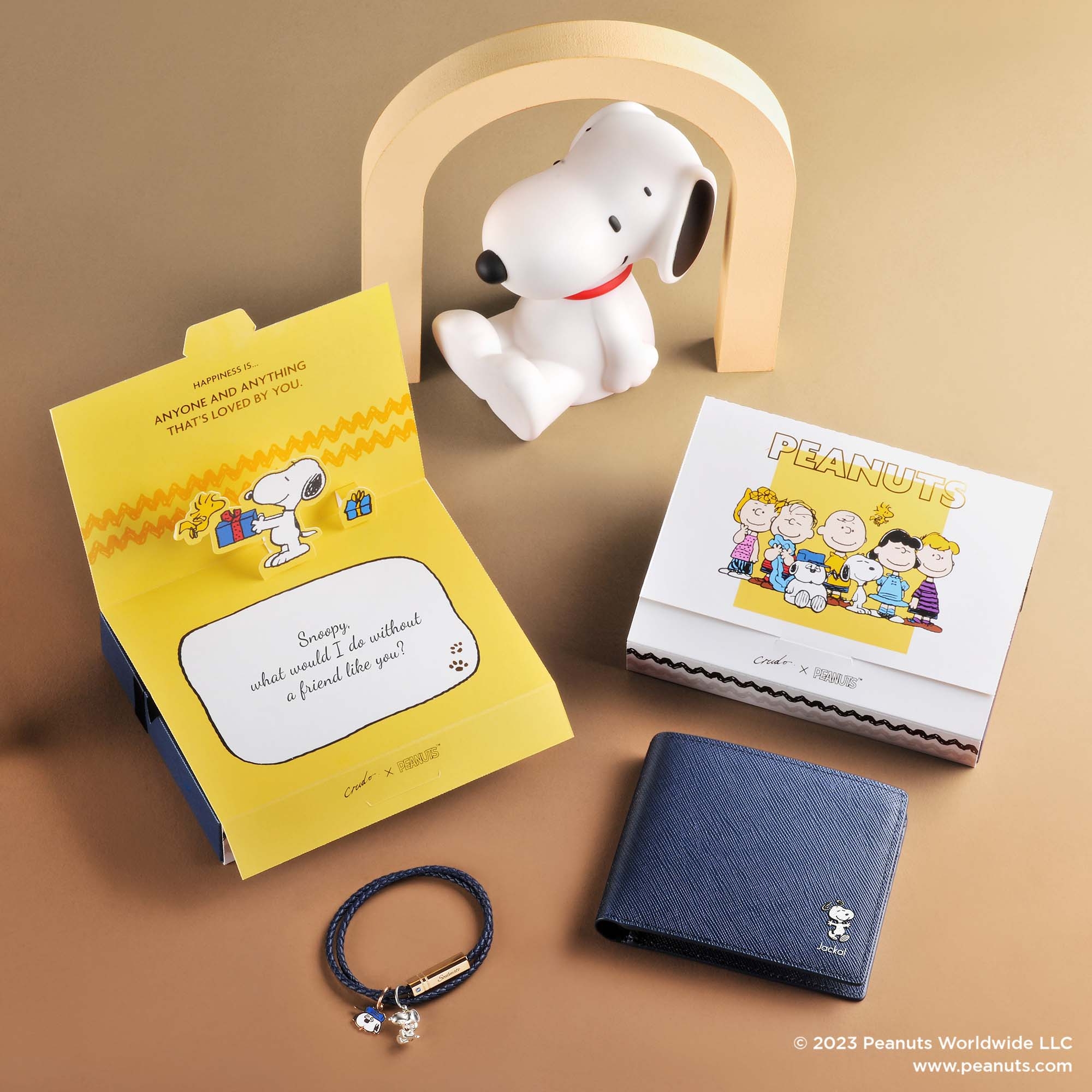 Peanuts UV Printed RFID Slim Wallet - Saffiano Jet Black
