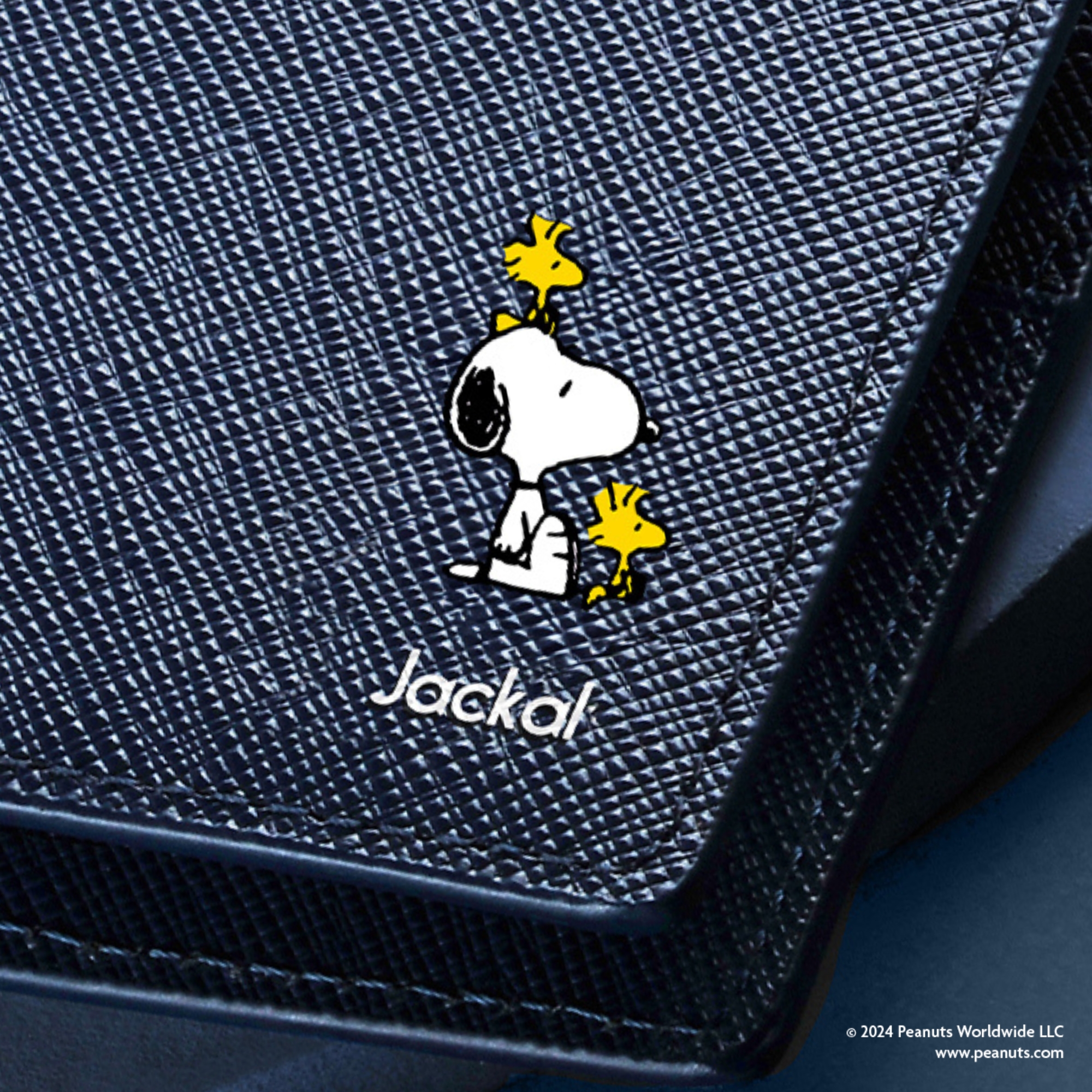 小物 PEANUTS&CO ORIGINAL LEATHER SHORT WALLET Peanuts UV Printed Leather Short Wallet - Saffiano Black