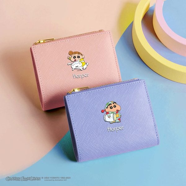 クレヨンしんちゃん 革ケース　財布　小物入れ（新品未使用） Crudo クロミコラボ：ネイビーブルーラメストーンレザージュエリー