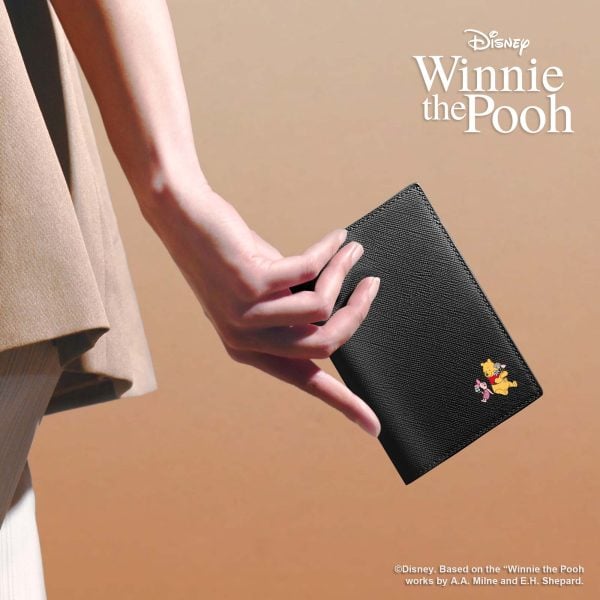 Winnie the Pooh UV Printed RFID Slim Passport Wallet - Saffiano Blue