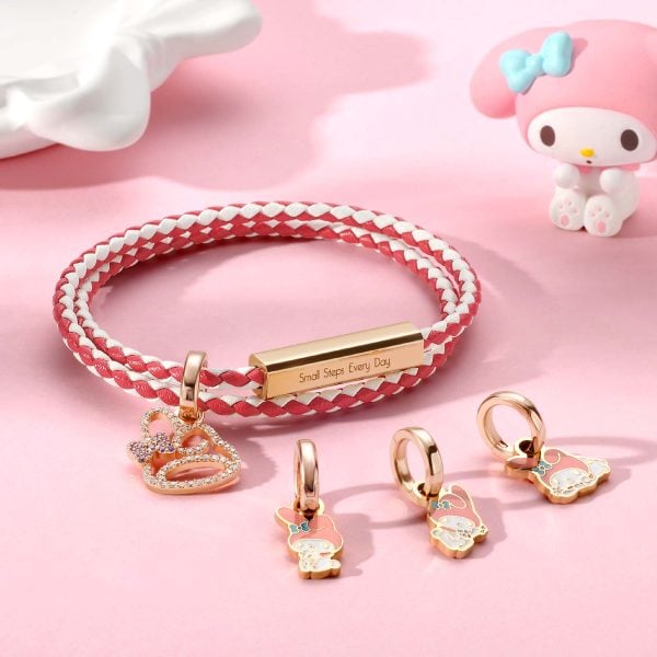 Crudo マイメロディ アップルミルクローズゴールドレザーブレスレット