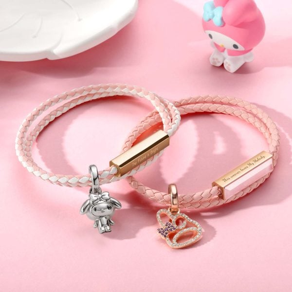 My Melody Customized Italian Leather Wrap Bracelet Strawberry