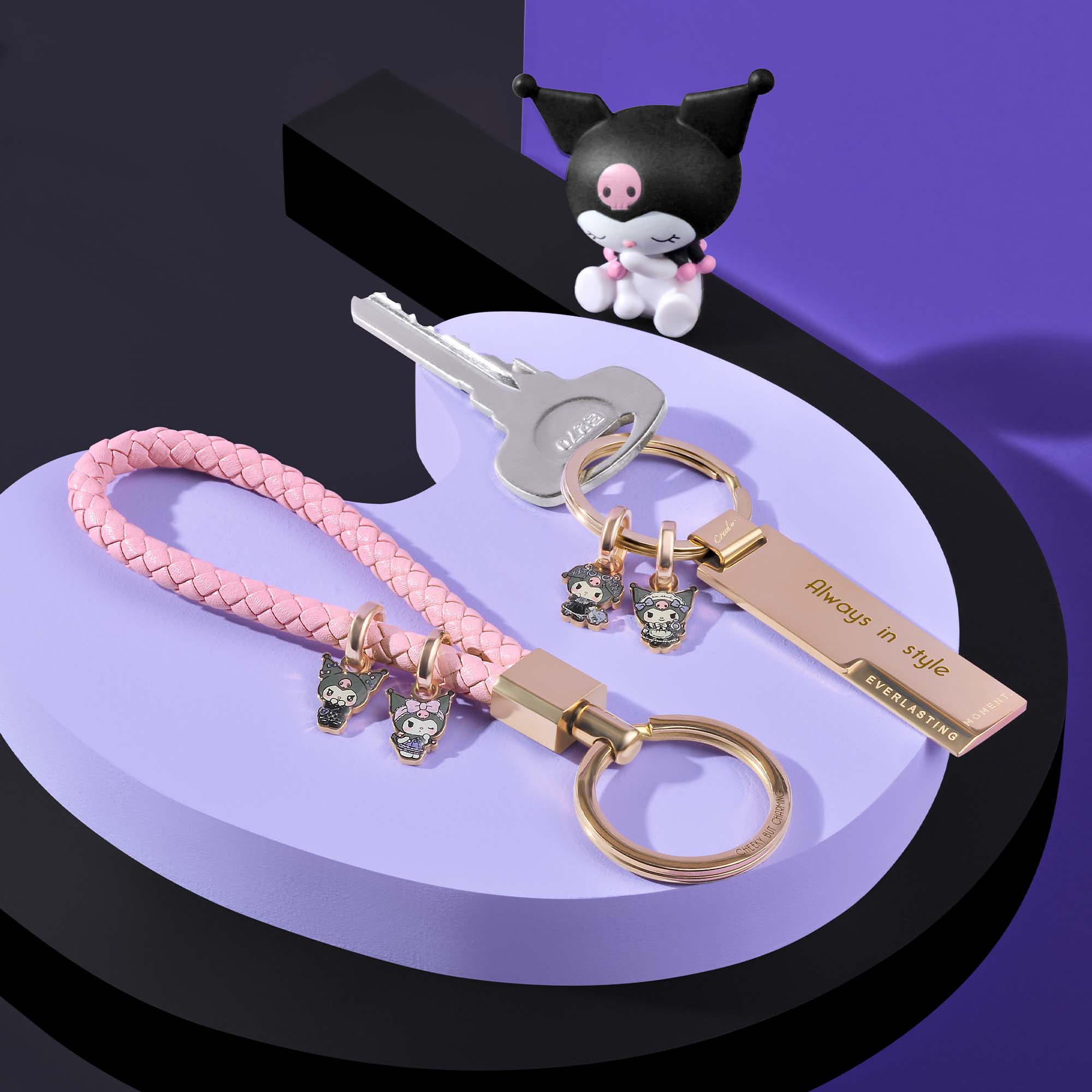 Crudo クロミコラボ：プラチナメタルタグキーホルダー