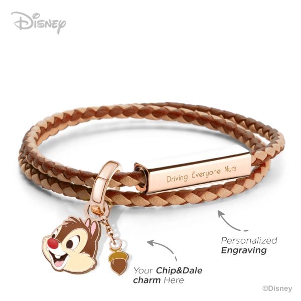 Chip 'n Dale Customized Italian Leather Wrap Bracelet - Maple