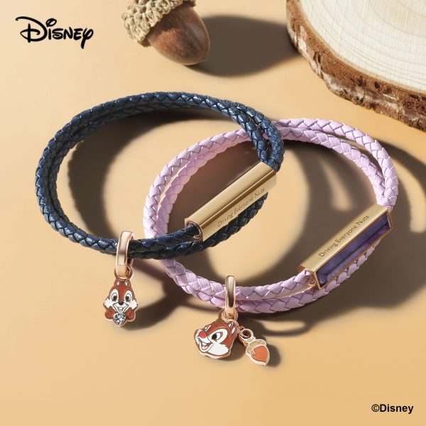 Chip 'n Dale Customized Italian Leather Wrap Bracelet - Maple