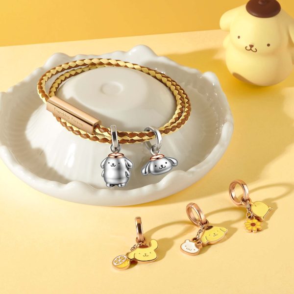 Pompompurin Customized Italian Leather Wrap Bracelet - Maple