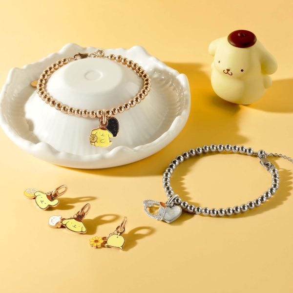 ポムポムプリン 限定版カスタム純銀ビーズブレスレット - ホワイトゴールド