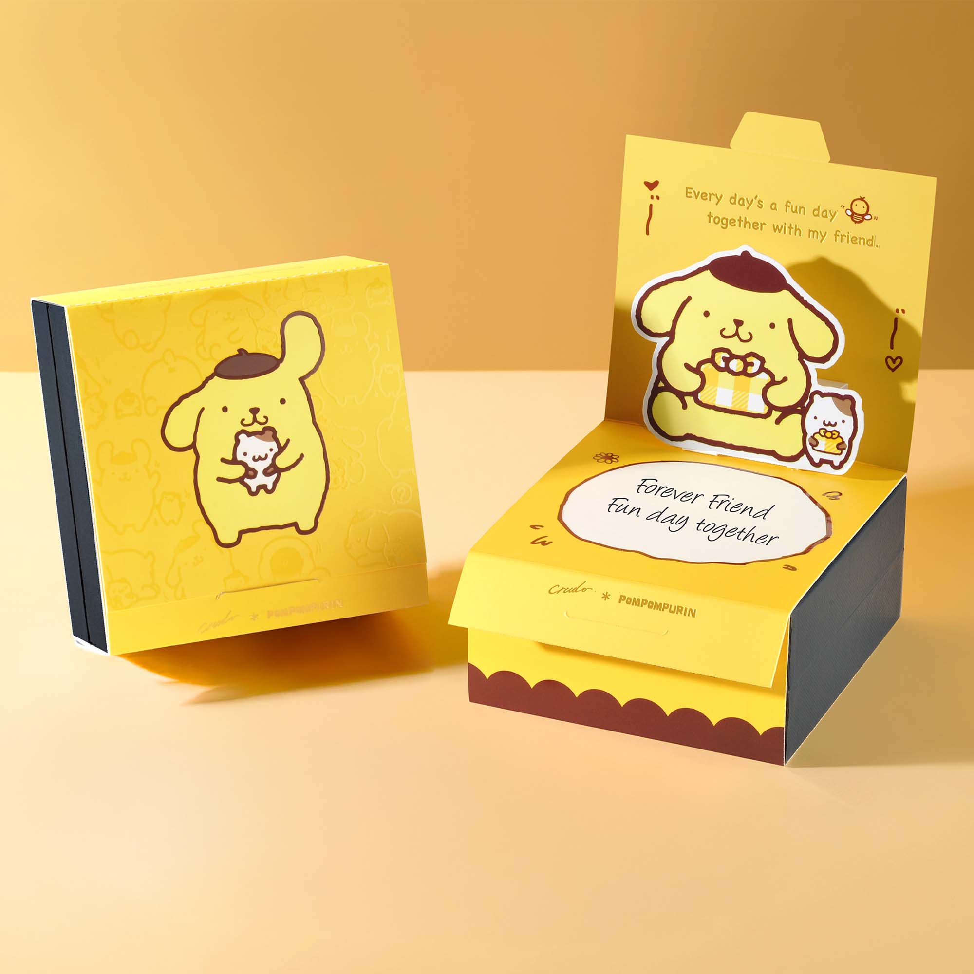 ポムポムプリン 限定版カスタム編み革キーホルダー - 墨黒 - プラチナ