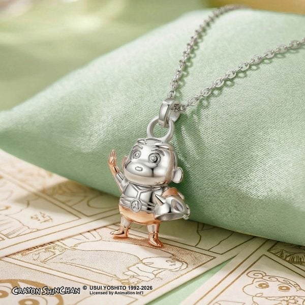 Shin's Sculpture⚀dice pendant期間限定⚀SILVER Crayon Shinchan 925 Silver Pendant Necklace - Curious Shiro (3D